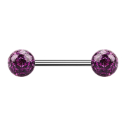 Micro Barbell argent avec deux boules violettes couche...