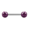 Micro Barbell argent avec deux boules violettes couche protectrice dépoxy
