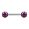 Micro barbell silver with two balls violet epoxy protective coating