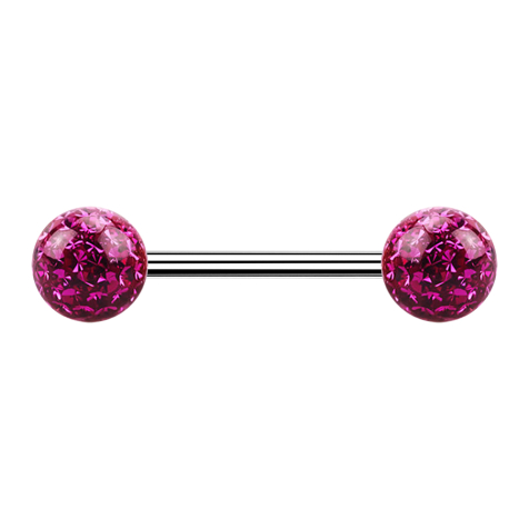 Micro Barbell argent avec deux boules fuchsia couche protectrice dépoxy
