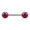 Micro Barbell argent avec deux boules fuchsia couche protectrice dépoxy