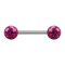 Micro barbell silver with two balls fuchsia epoxy protective coating