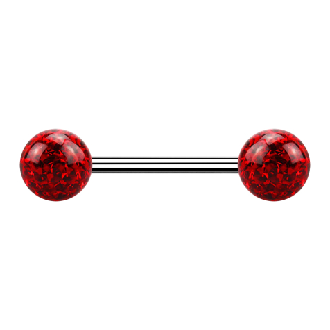 Micro Barbell silber mit zwei Kugeln rot Epoxy Schutzschicht