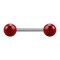 Micro Barbell silver with two balls red Epoxy protective coating