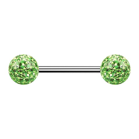 Micro Barbell argent avec deux boules vert clair couche protectrice dépoxy