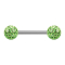 Micro Barbell argent avec deux boules vert clair couche protectrice dépoxy