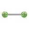 Micro barbell silver with two balls light green epoxy protective coating