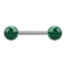 Micro Barbell argent avec deux boules vertes couche protectrice dépoxy