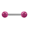 Barbell silver with two crystal balls pink Epoxy protective layer