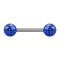 Barbell argent avec deux boules de cristal bleu foncé époxy de protection