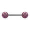 Barbell silver with two crystal balls light purple epoxy protective layer