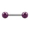 Barbell argent avec deux boules de cristal violet époxy de protection