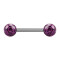 Barbell silber mit zwei Kristall Kugeln violett Epoxy Schutzschicht