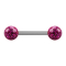 Barbell silver with two crystal balls fuchsia epoxy protective layer