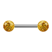 Barbell argent avec deux boules de cristal topaze...