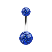 Banane argentée avec deux boules de cristal bleu...