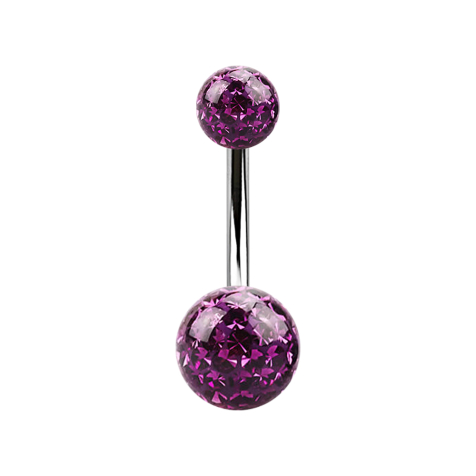 Banana silver with two crystal balls violet epoxy protective layer