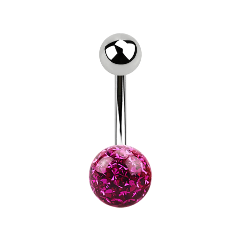 Banana silver with ball and crystal ball fuchsia epoxy protective layer