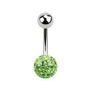 Banana silver with ball and crystal ball light green...