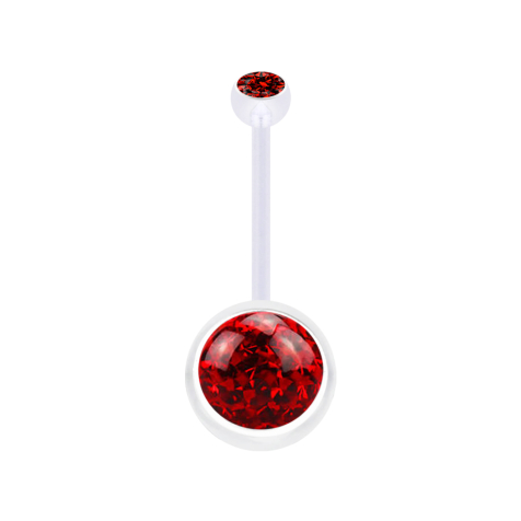 Banane transparent mit Kugel Kristall rot und Kugel Kristall rot Epoxy Schutzschicht