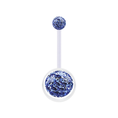 Banana trasparente con due sfere di cristallo strato protettivo epossidico azzurro