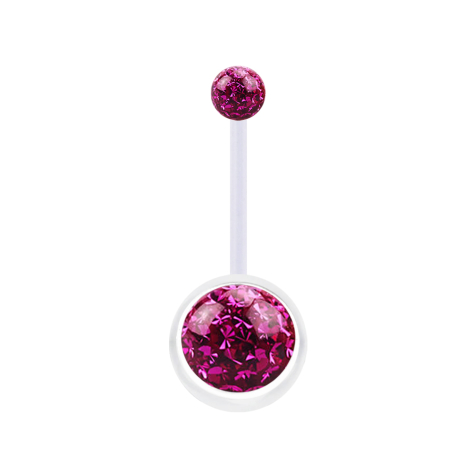 Banana transparent with two crystal balls fuchsia epoxy protective layer