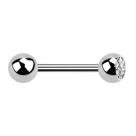Barbell silver with ball and ball crystal silver