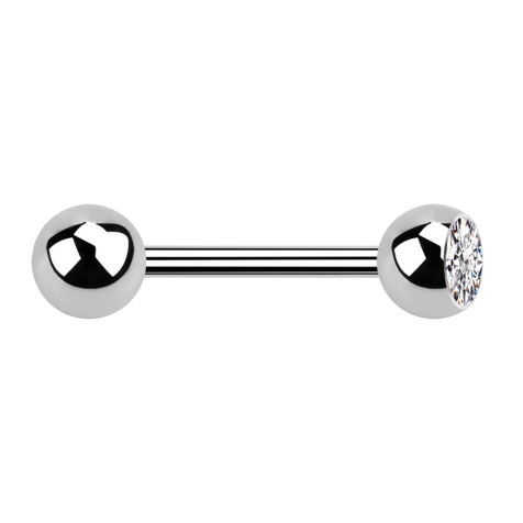 Barbell argent avec boule et boule de cristal argenté