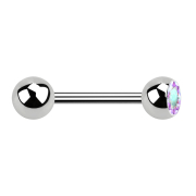 Barbell silver with ball and ball crystal multicolor