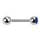 Barbell argent avec boule et cristal boule bleu foncé