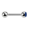 Barbell silver with ball and ball crystal dark blue