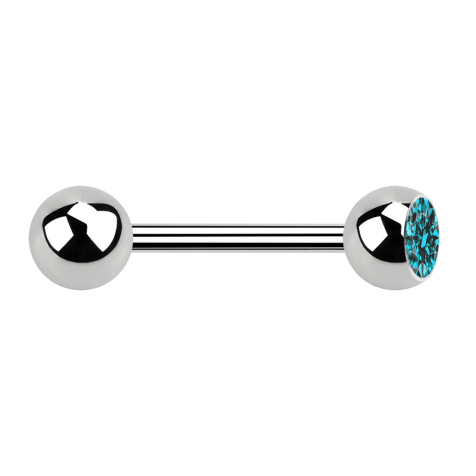 Barbell silver con sfera e cristallo aqua