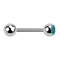 Barbell silver with ball and ball crystal aqua