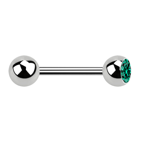Barbell argent avec boule et boule de cristal turquoise