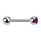 Barbell argent avec boule et boule de cristal fuchsia