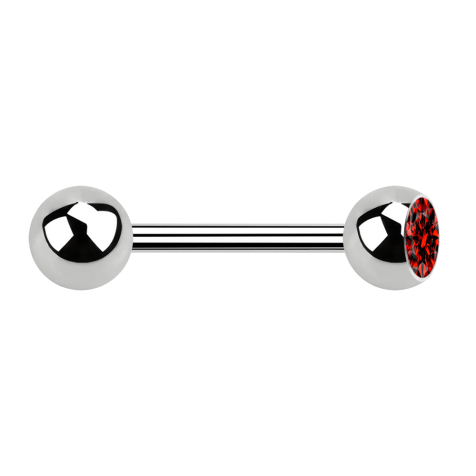 Barbell argento con sfera e cristallo rosso