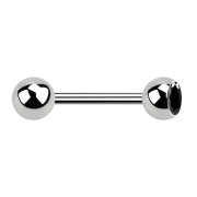 Barbell argent avec boule et boule de cristal noir