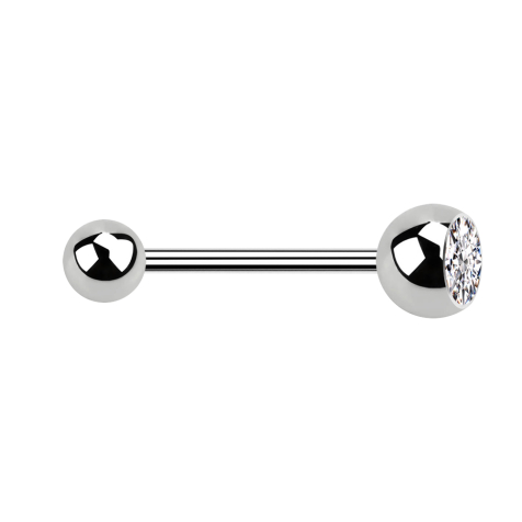 Micro barbell silver with ball and ball crystal silver