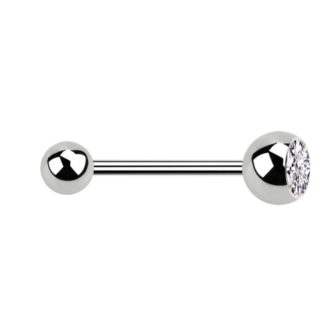 Micro Barbell argent avec boule et boule de cristal argenté