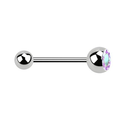 Micro barbell silver with ball and ball crystal multicolor