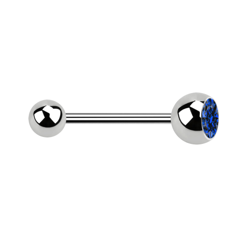 Micro bilanciere argento con sfera e cristallo blu scuro
