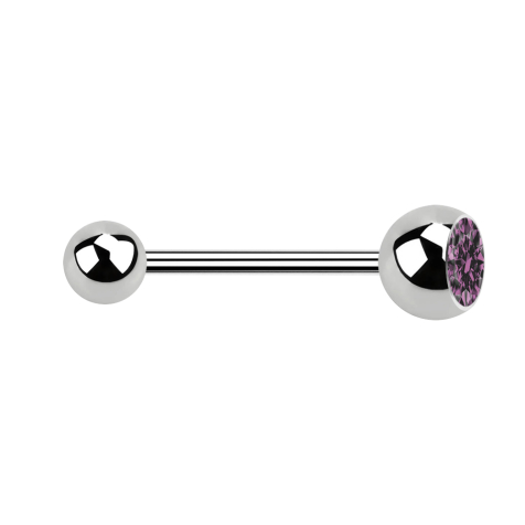 Micro Barbell argent avec boule et cristal boule violet clair