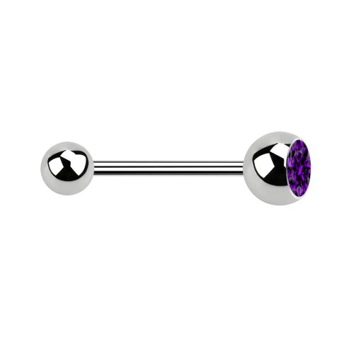 Micro Barbell argent avec boule et boule de cristal violet