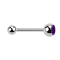 Micro Barbell argent avec boule et boule de cristal violet