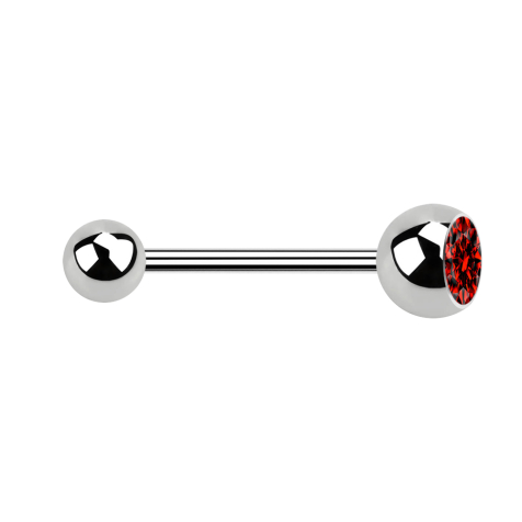 Micro bilanciere argento con sfera e cristallo rosso