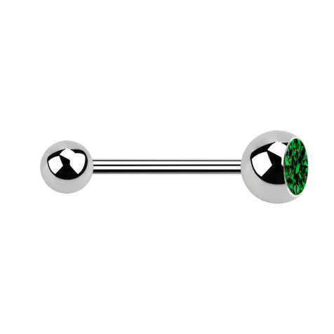 Micro bilanciere argento con sfera e cristallo verde