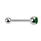 Micro Barbell argent avec boule et boule de cristal vert
