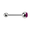 Micro Barbell argent avec boule et cristal boule fuchsia