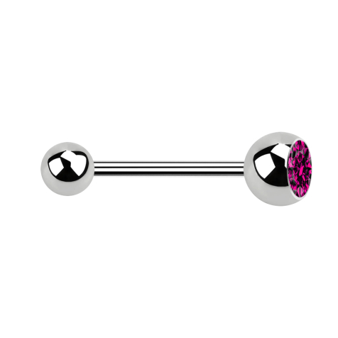 Micro barbell silver with ball and ball crystal fuchsia