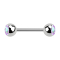 Micro Barbell argent avec deux boules et cristal multicolore